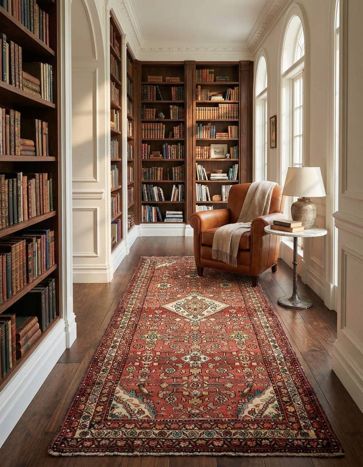 Detail image of  3' 8 x 9' 9  Hand Knotted Hossainabad Persian Wool Runner Rug