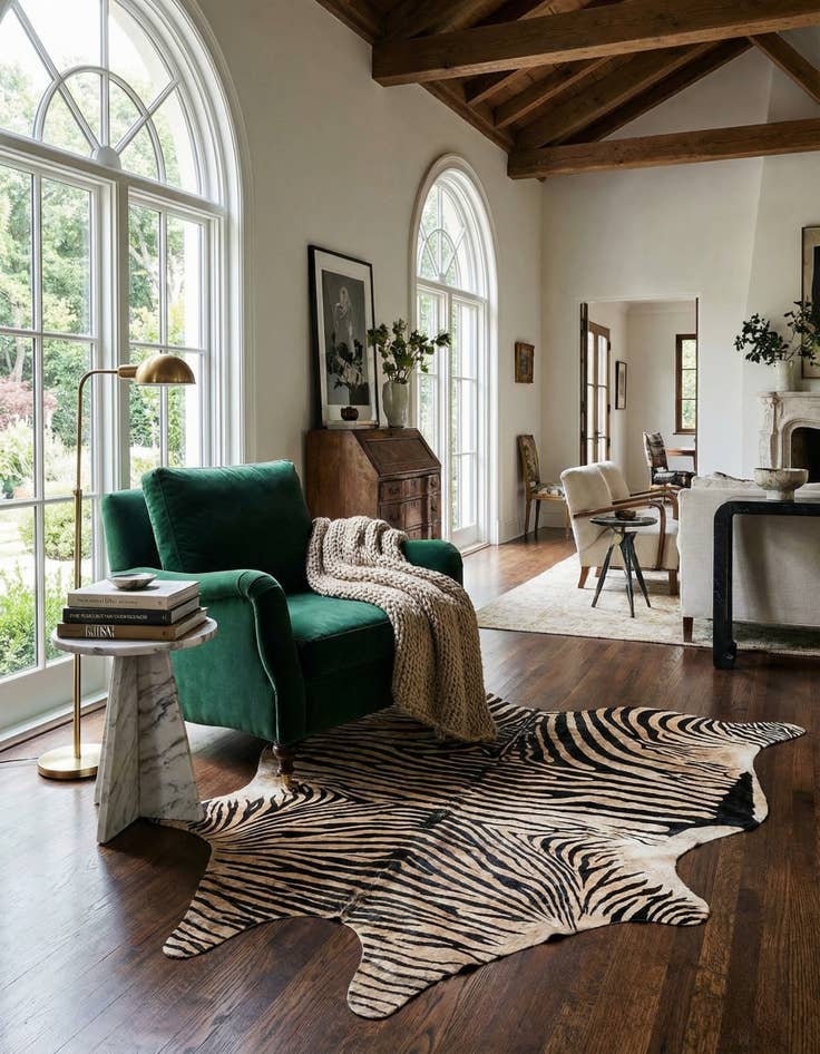 Detail image of 6' 6 x 7' Cowhide Leather Freeform Rug