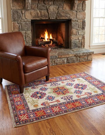 3' 5 x 5' 2 Hand Knotted Kazak Rug