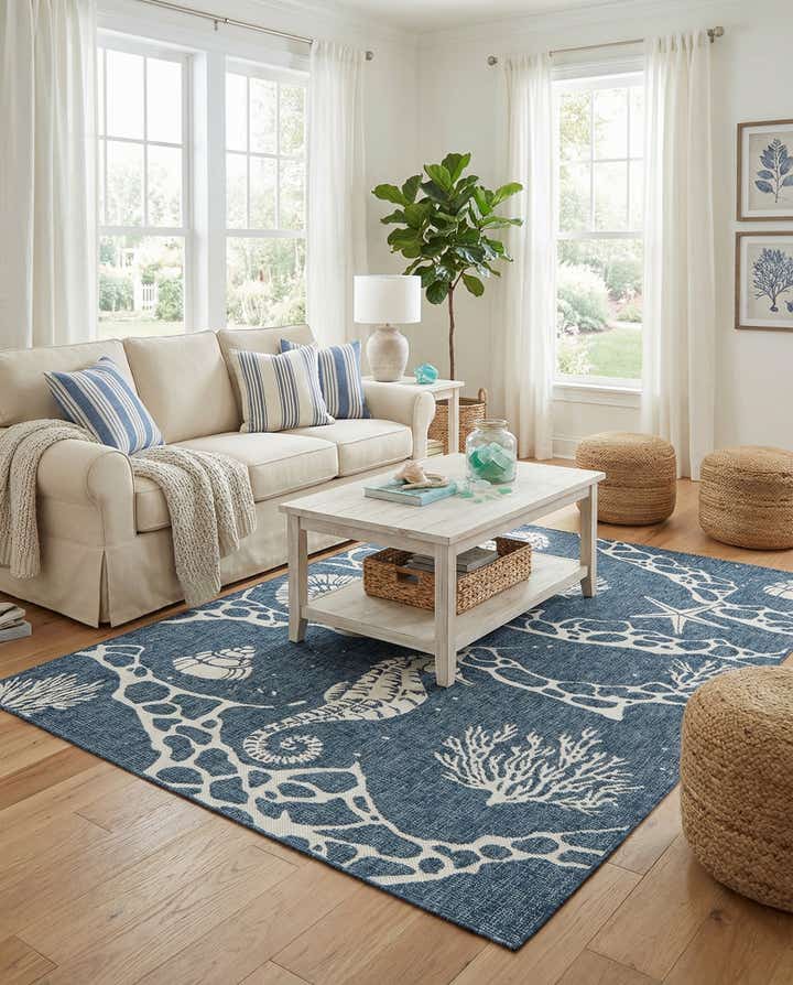 5' 3 x 8' Easy-Clean Coastal Indoor / Outdoor Rug