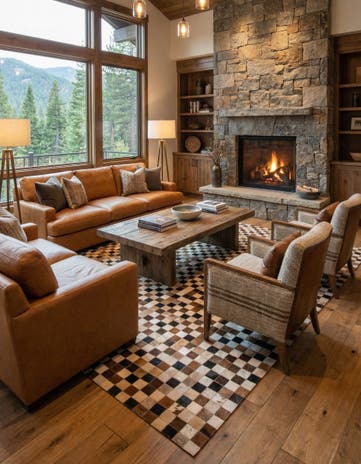 8' x 9' 10 Cowhide Leather Rug