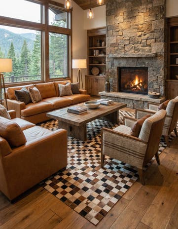 8' x 9' 10 Cowhide Leather Rug