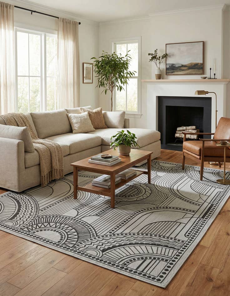 Detail image of 7' 10 x 10' Easy-Clean Traditional Indoor / Outdoor Rug
