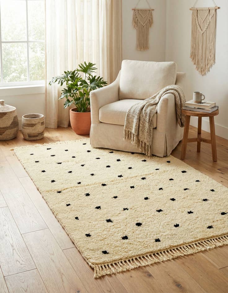 Detail image of  2' 10 x 4' 10  Hand Knotted Moroccan Wool Rug