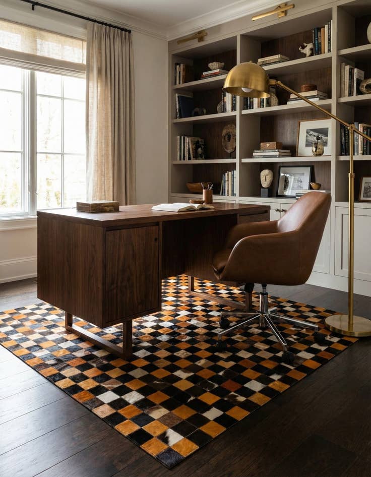 Detail image of  5' 2 x 8' Cowhide - Patchwork Rug