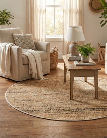 4' 1 x 4' 1 Hand Woven Palm Beach Jute Round Rug