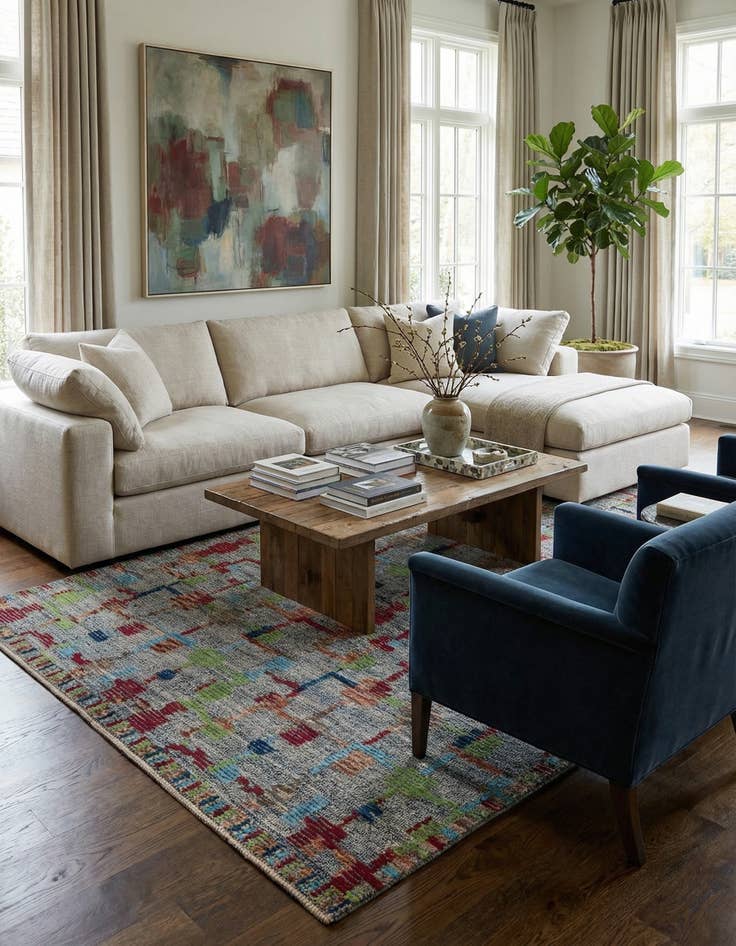 Detail image of  6' 5 x 9' 8  Hand Knotted Darya Wool Rug