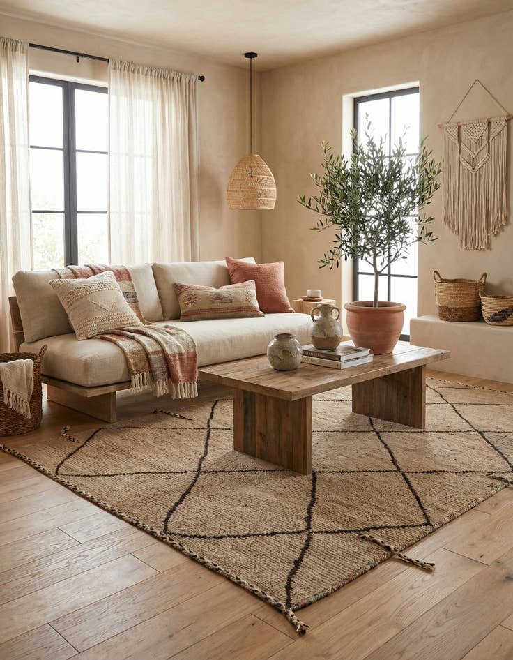 Detail image of 5' 2 x 8' 3  Hand Knotted Moroccan Wool Rug