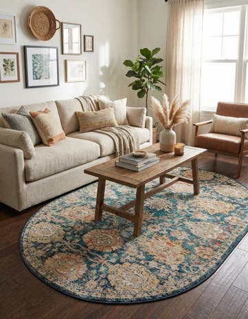 Blue Lola Oval Rug
