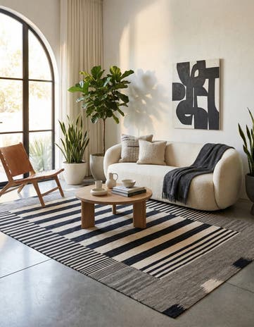6' 8 x 9' 10 Hand Woven Kilim Modern Wool Rug
