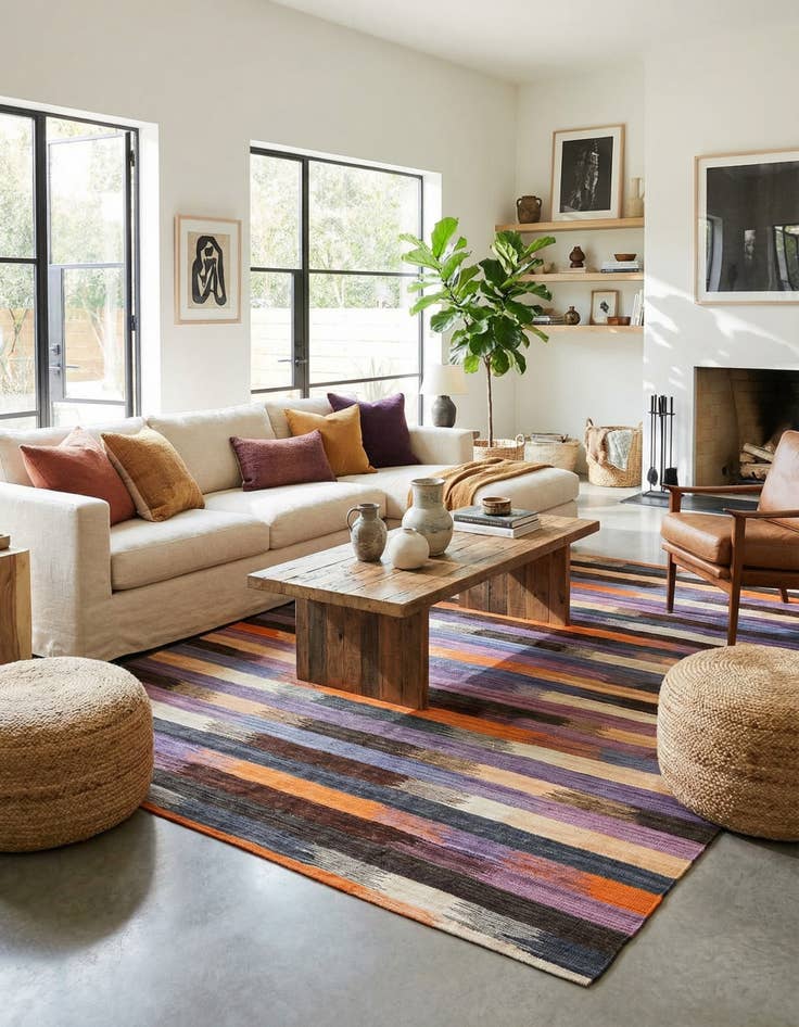 Detail image of 7' x 9' 5  Hand Woven Kilim Modern Wool Rug