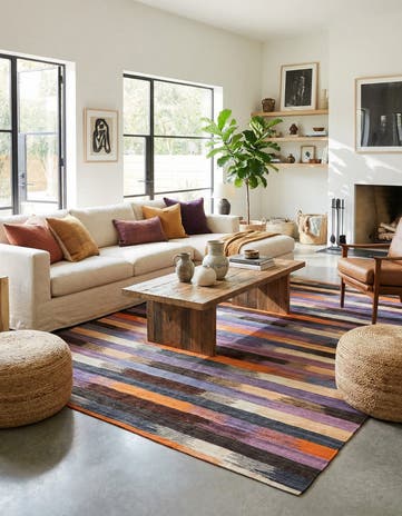7' x 9' 5 Hand Woven Kilim Modern Wool Rug