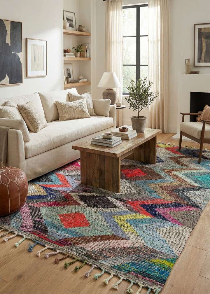 8' 1 x 10' 6 Hand Knotted Moroccan Wool Rug