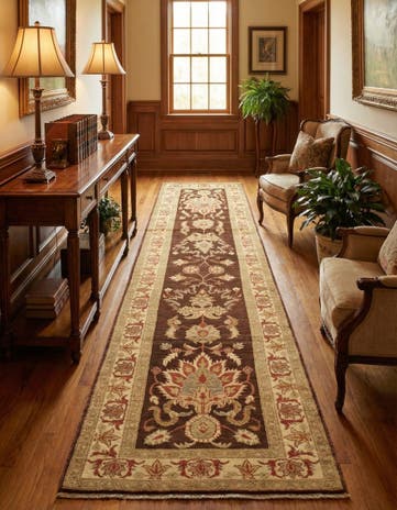 3' x 10' 6 Hand Knotted Peshawar Ziegler Runner Rug