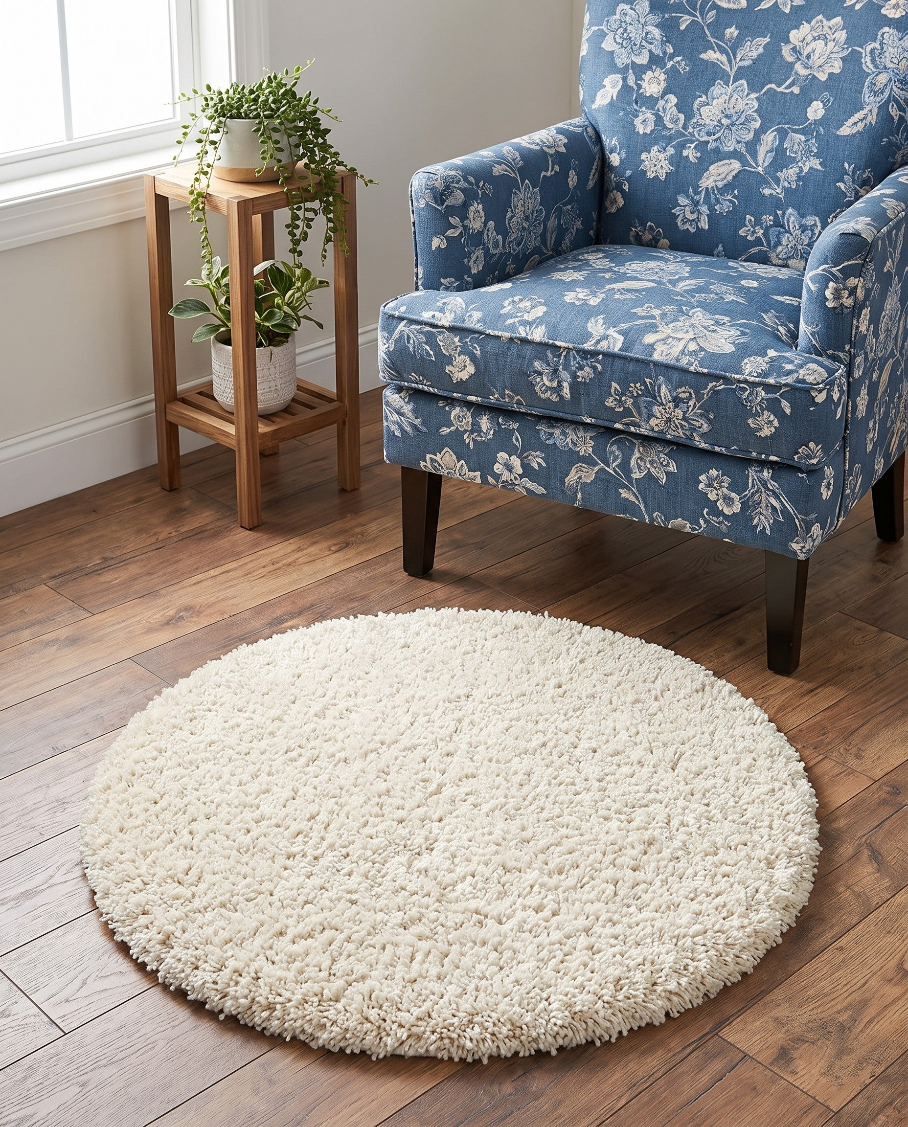 3' x 3' Solid Shag Round Rug