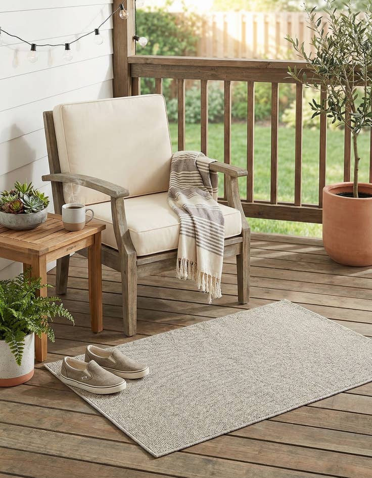 Detail image of 2' x 3' 1  Washable Solid Indoor / Outdoor Rug