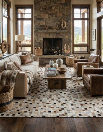 8' 3 x 10' Cowhide Leather Rug