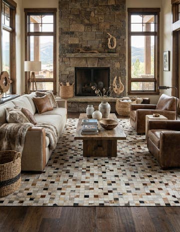 8' 3 x 10' Cowhide Leather Rug