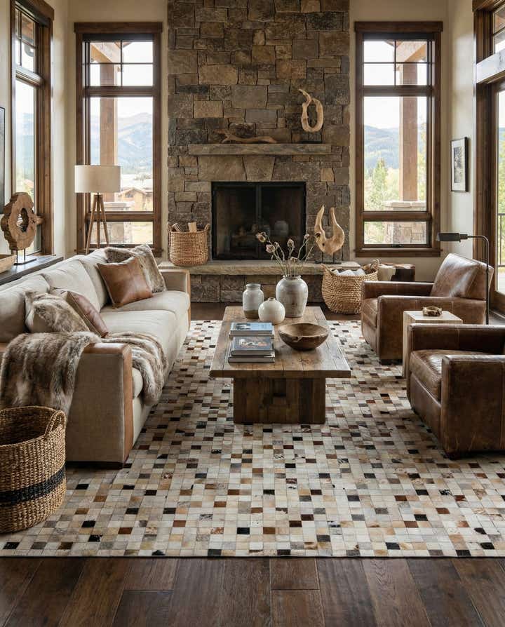 8' 3 x 10' Cowhide Leather Rug