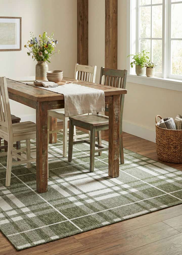 5' 3 x 7' Easy-Clean Checkered Indoor / Outdoor Rug