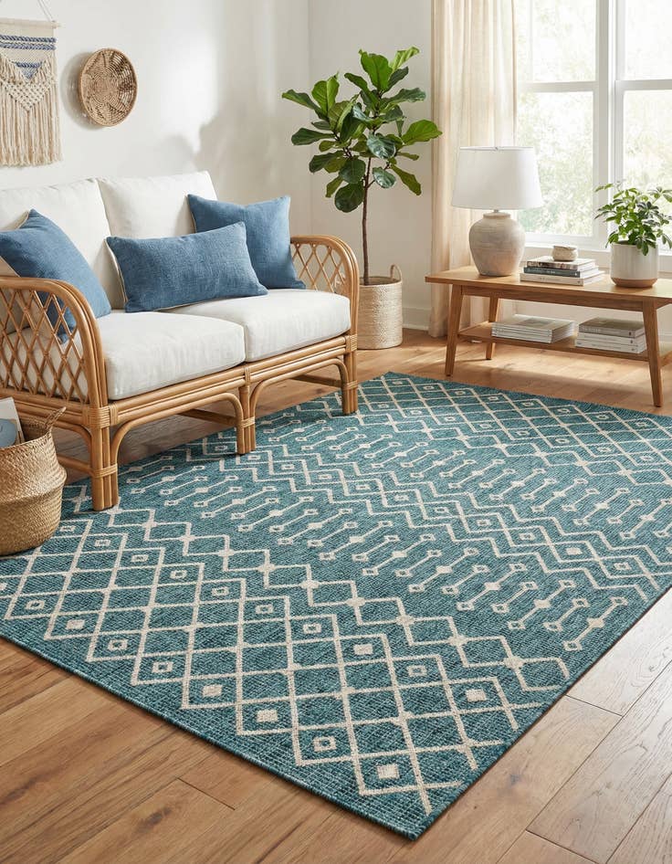Detail image of 6' x 9'  Washable Trellis Indoor / Outdoor Rug