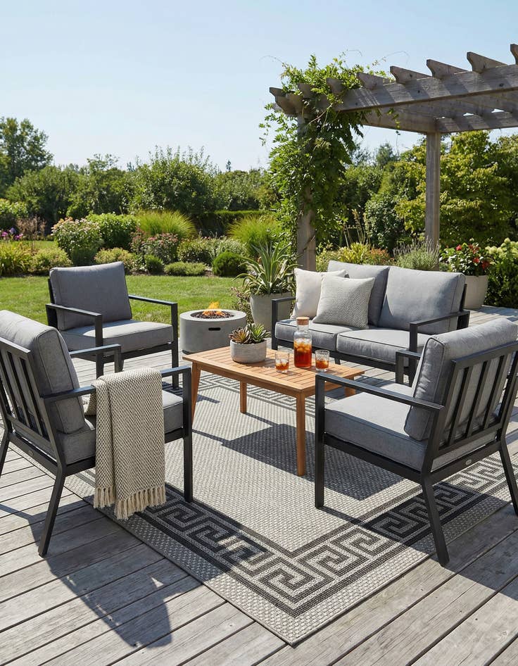 Detail image of  6' x 9'  Washable Border Indoor / Outdoor Rug