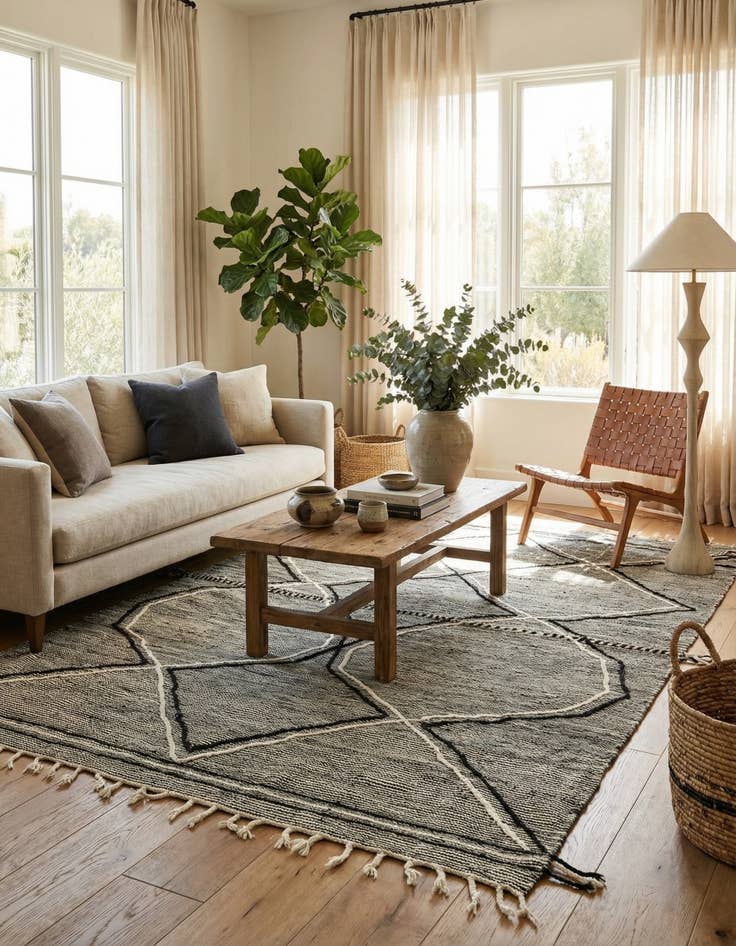 Detail image of 6' 5 x 9' 5  Hand Knotted Moroccan Wool Rug