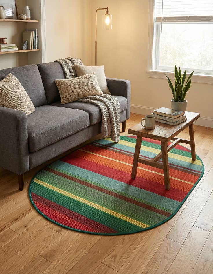 Detail image of 2' 2 x 3'  Washable Modern Indoor / Outdoor Oval Rug