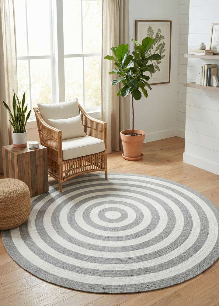 7' 10 x 7' 10 Easy-Clean Eco Verse Washable Indoor / Outdoor Round Rug