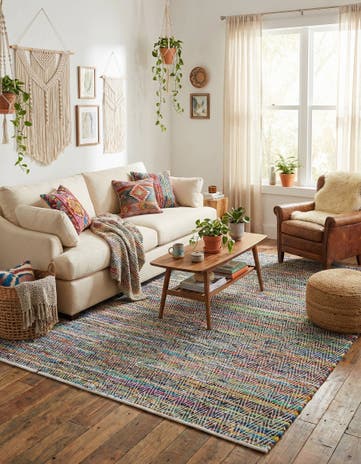 9' x 12' Hand Woven Chindi Chevron Rug