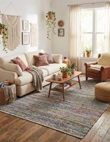 9' x 12' Hand Woven Chindi Chevron Rug