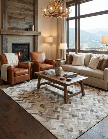 8' x 9' 10 Cowhide Leather Rug