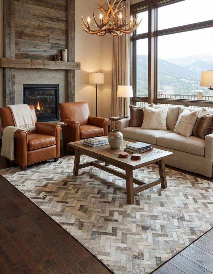 Detail image of  8' x 9' 10 Cowhide Leather Rug