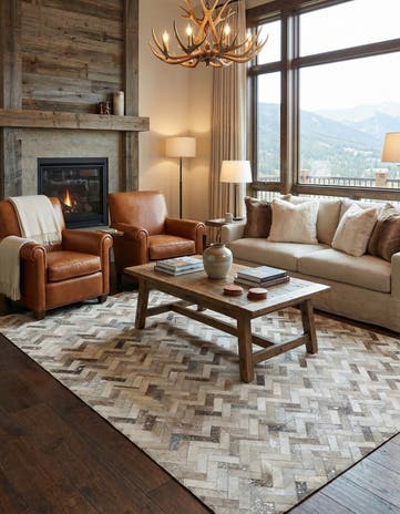 8' x 9' 10 Cowhide Leather Rug