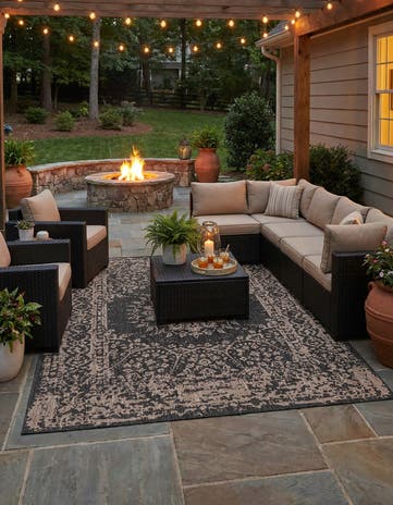 9' x 12' Easy-Clean Traditional Indoor / Outdoor Rug