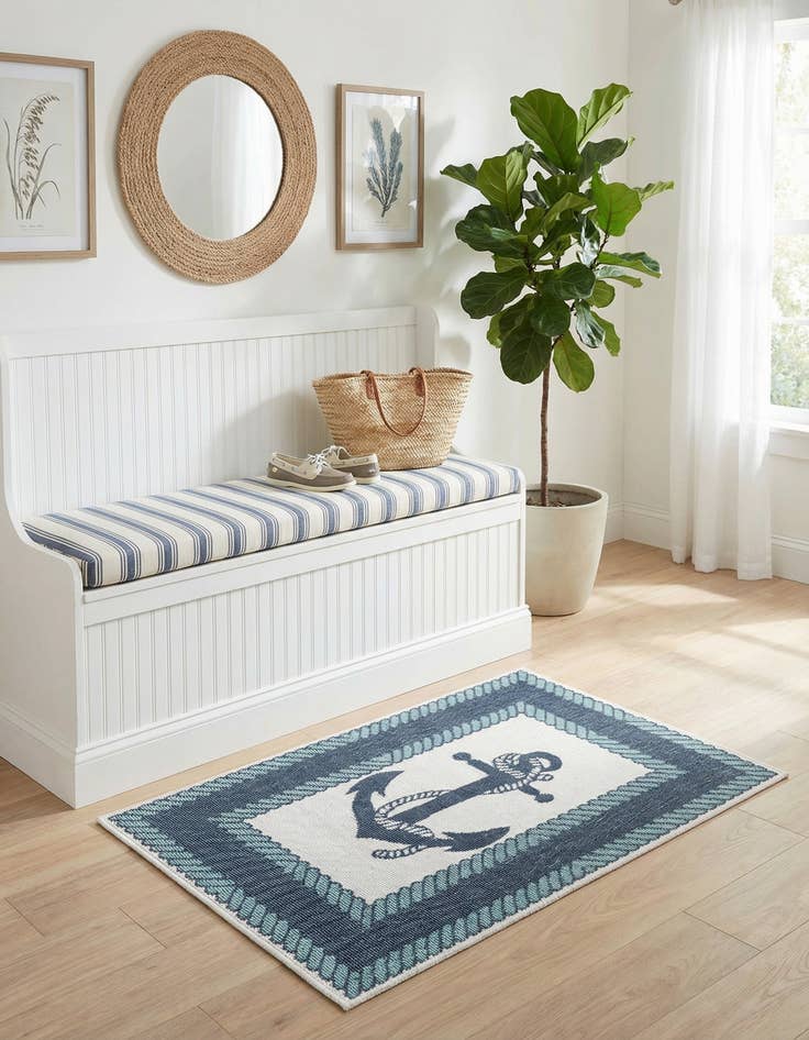 Detail image of 2' x 3'  Washable Coastal Indoor / Outdoor Rug
