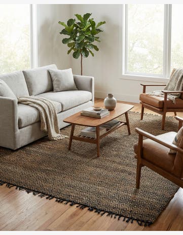 Black Hand Woven Braided Jute Rug