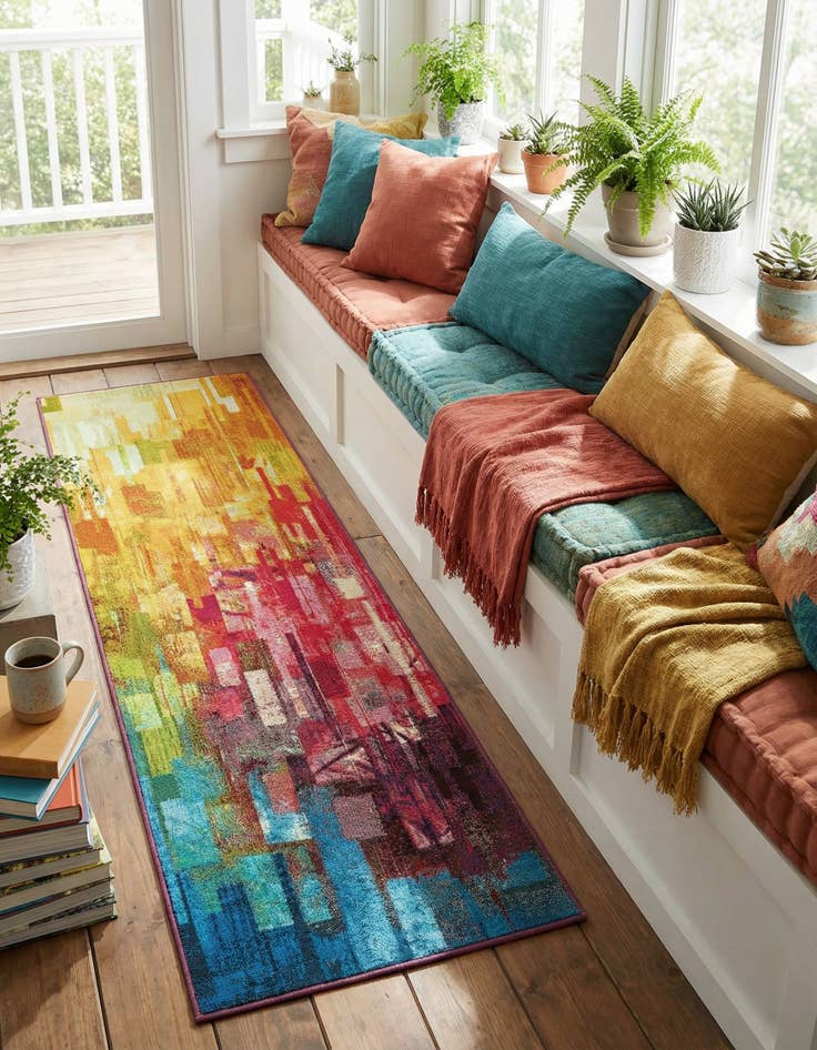 Detail image of 2' x 6'  Washable Modern Indoor / Outdoor Runner Rug