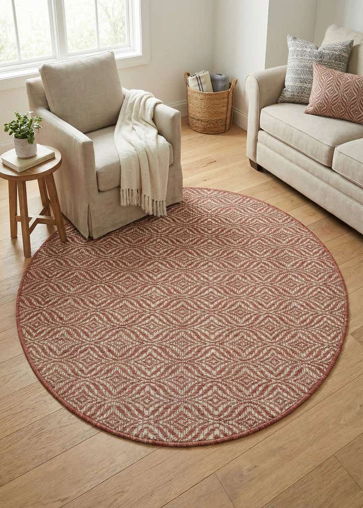 4' x 4' Easy-Clean Trellis Indoor / Outdoor Round Rug