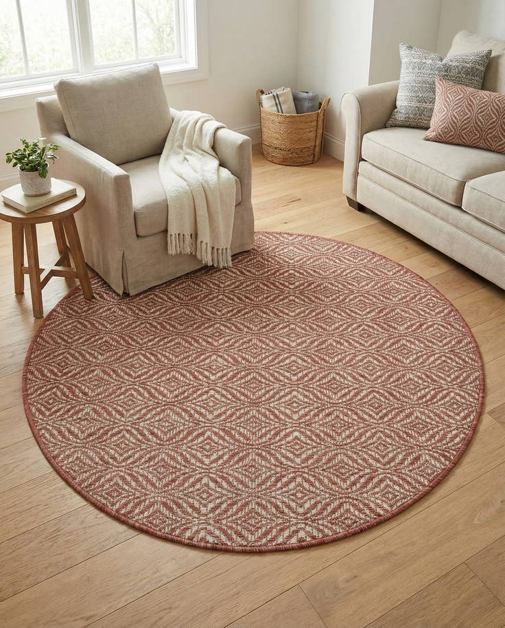 Detail image of 4' x 4' Easy-Clean Trellis Indoor / Outdoor Round Rug