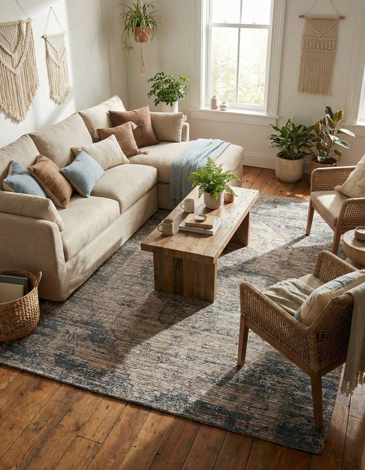 Detail image of  6' 1 x 9'  Hand Woven Chenille Jute Rug