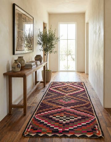 4' 6 x 8' 9 Hand Woven Kilim Fars Wool Runner Rug
