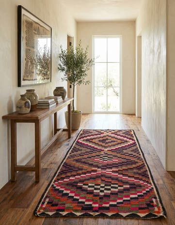 4' 6 x 8' 9 Hand Woven Kilim Fars Wool Runner Rug
