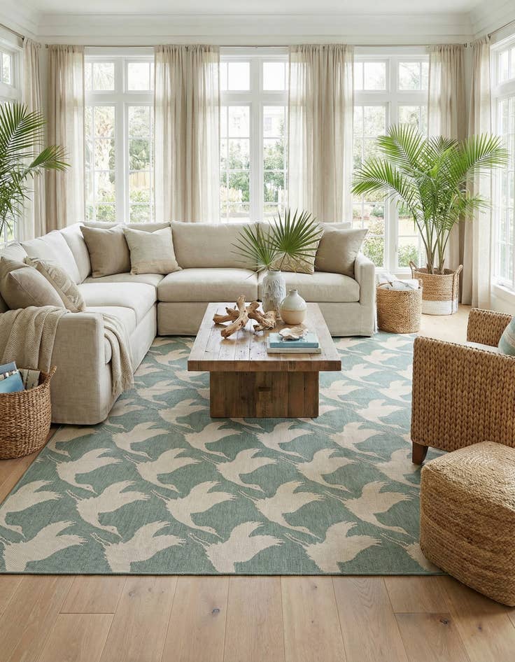 Detail image of  10' x 14'  Washable Coastal Indoor / Outdoor Rug