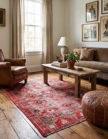 4' 4 x 6' 2 Hand Knotted Ultra Vintage Persian Wool Rug