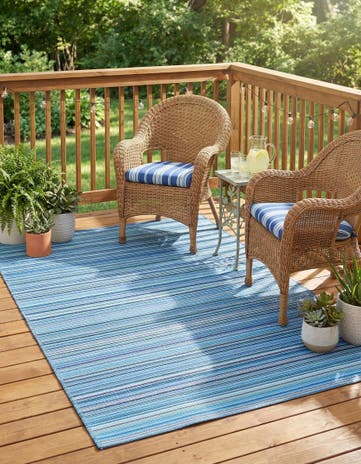 Blue Easy-Clean Vista Breeze Indoor / Outdoor Rug