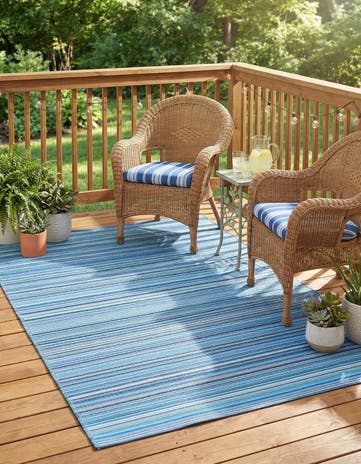 Blue Easy-Clean Vista Breeze Indoor / Outdoor Rug