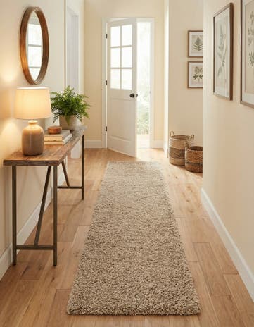 Taupe Solid Shag Runner Rug