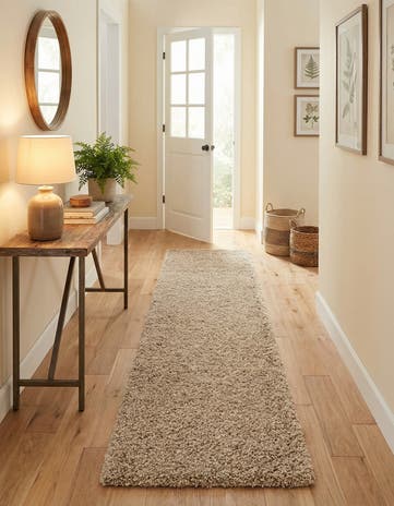 2' 7 x 13' Solid Shag Runner Rug