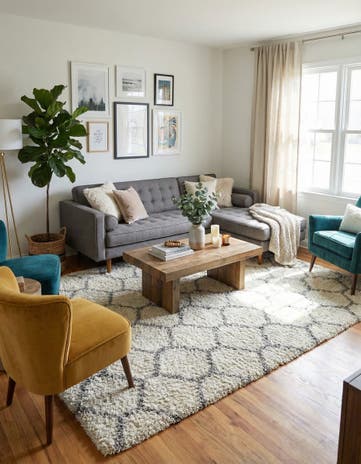 7' 10 x 10' Lattice Shag Rug